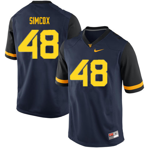 Men #48 Skyler Simcox West Virginia Mountaineers College Football Jerseys Sale-Navy